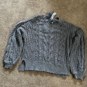 Lauren Conrad Knitted Balloon Sleeve Top With Ribbon